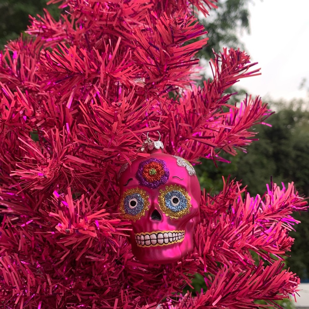 Day of the Dead pink skull Christmas Ornament